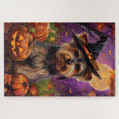 Puzzle Terrier Biewer effrayant Halloween Sorcière et Cit (Horizontal)