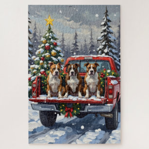 Puzzle Terrier de Staffordshire américain camion rouge de