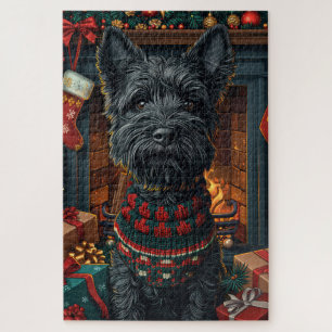 Puzzle Térrier Écossais avec des Cadeaux de Noël