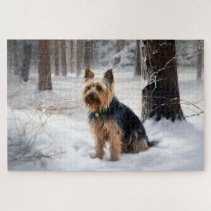 Puzzle Terrier Soyeux Qu'il neige Noël