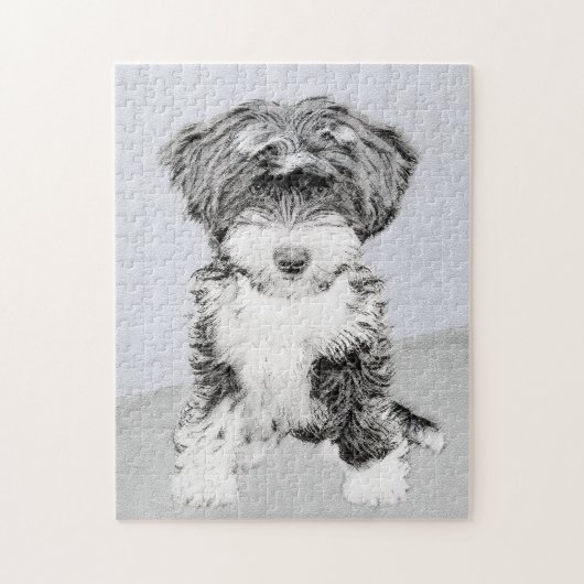 Puzzle Terrier tibétain peignant - art original mignon de (Vertical)