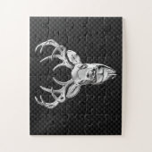 Puzzle Tête de cerf d'argent en fibre de carbone (Vertical)