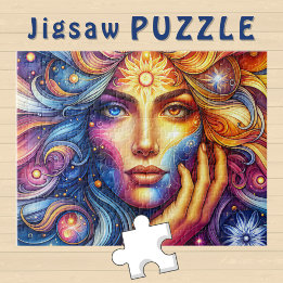 Puzzle Tête de Déesse aux Cheveux Flottants Deux Couleurs