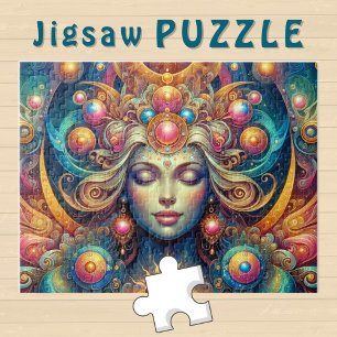 Puzzle Tête de déesse cheveux ensoleillés Yeux fermés jui