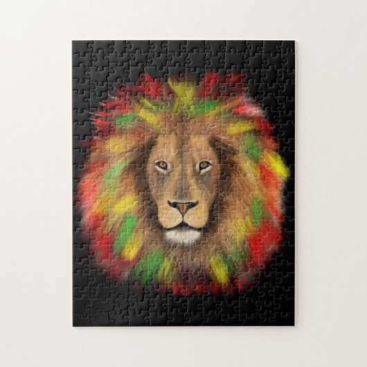 Puzzle Tête de lion Rasta rouge jaune vert dessin Jamaïqu (Vertical)