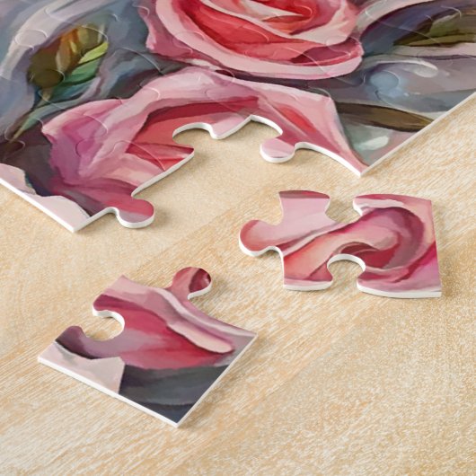 Puzzle tête de loup roses roses animal peinture (Côté)
