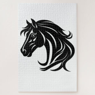 Puzzle Tête de magnifique cheval noir  
