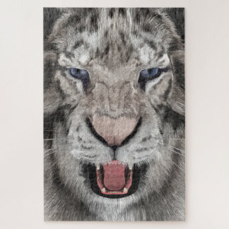 Puzzle Tête de Tigre Blanc Esthétique Faunique