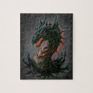Puzzle Tête noire majestueuse de dragon - polychrome