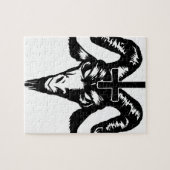 Puzzle Tête satanique de chèvre avec la croix (noir) (Horizontal)