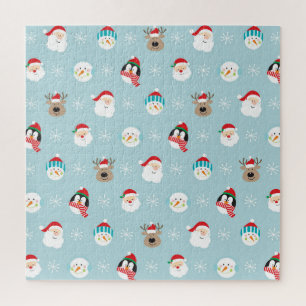 Puzzle Têtes de personnage de Noël : Enveloppement festif