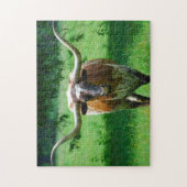 Puzzle Texas Longhorn Steer sur le ranch occidental (Vertical)
