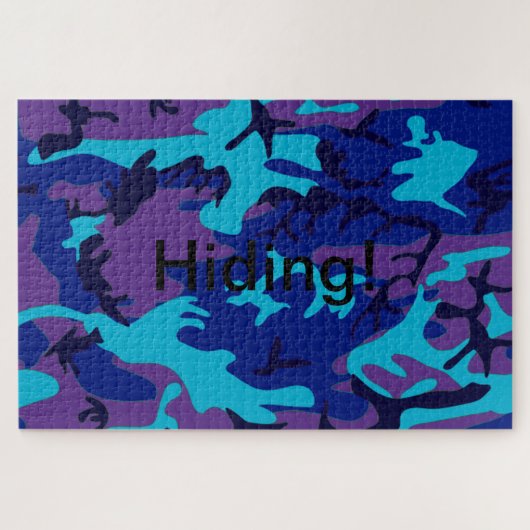 Puzzle Texte Caché Camouflage Bleu Foncé Violet (Horizontal)