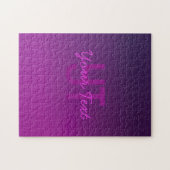 Puzzle Texte Monogrammé Moderne Éditable & Ombre Violet (Horizontal)