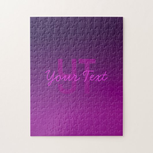 Puzzle Texte Monogrammé Moderne Éditable & Ombre Violet (Vertical)