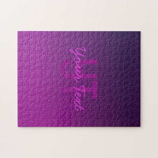 Puzzle Texte monogramme modifiable moderne & Ombre violet (Horizontal)