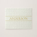 Puzzle Texte personnalisable simple et élégant | Or blanc<br><div class="desc">Elégant lettrage doré personnalisable, modifier comme vous le souhaitez.</div>