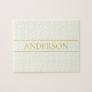 Puzzle Texte personnalisable simple et élégant   Or blanc