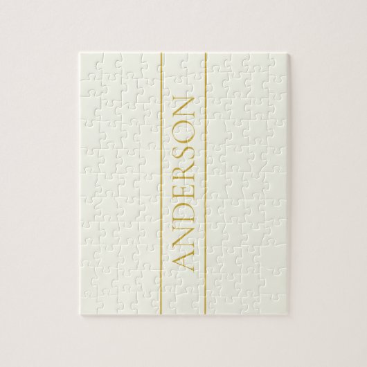 Puzzle Texte personnalisable simple et élégant | Or blanc (Vertical)
