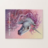 Puzzle Texte personnalisé belle licorne (Horizontal)
