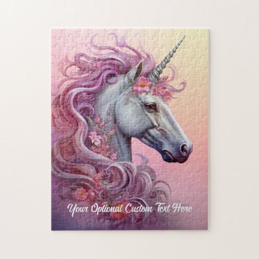 Puzzle Texte personnalisé belle licorne (Vertical)