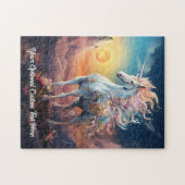 Puzzle Texte personnalisé belle licorne (Horizontal)