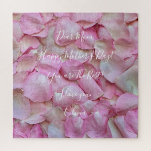 Puzzle Texte Personnalisé Joyeuse Fête des Mères Rose Ros