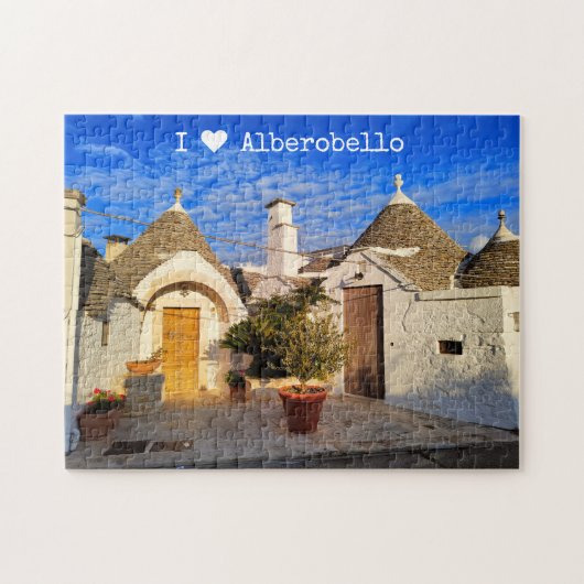 Puzzle Texte personnalisé, magnifique ville d'Alberobello (Horizontal)
