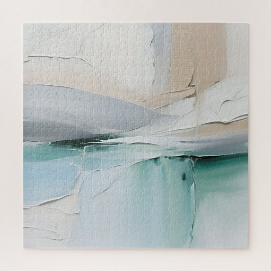 Puzzle Texture Abstrait Turquoise Blanc (Vertical)