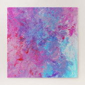 Puzzle Texture créative bleu-rose, taches de peinture. (Horizontal)