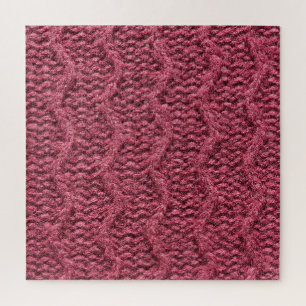 Puzzle Texture de chandail en nappe, cerise pourpre.