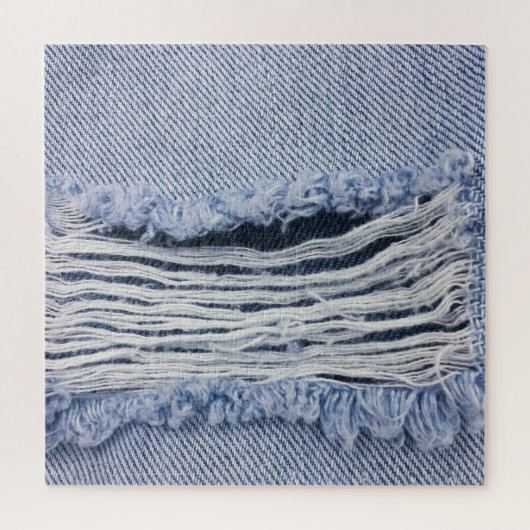 Puzzle Texture de jean bleu clair torn (Vertical)