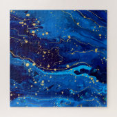 Puzzle Texture de marbre bleu or luxueux (Horizontal)