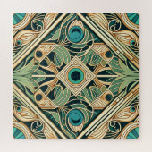 Puzzle Texture des plumes abstraites or et vert paon (Horizontal)