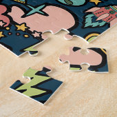 Puzzle Texture Motifs Aliens Rockets Space (Côté)