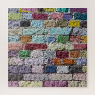 Puzzle Texture murale en brique peinte colorée