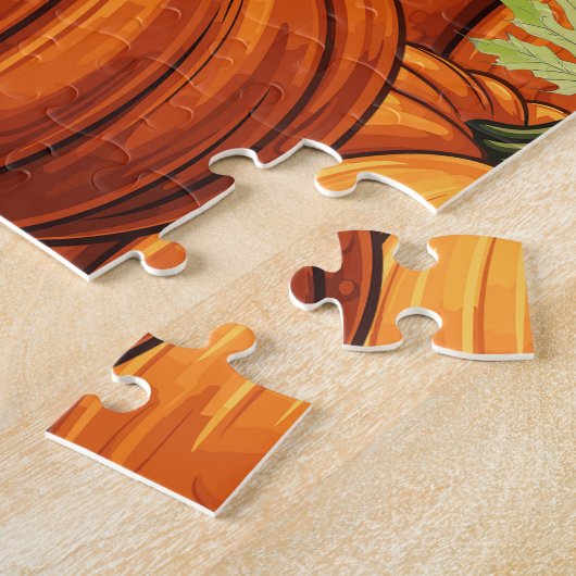 PUZZLE THANKSGIVING CITROUILLE CUTE CAT (Côté)