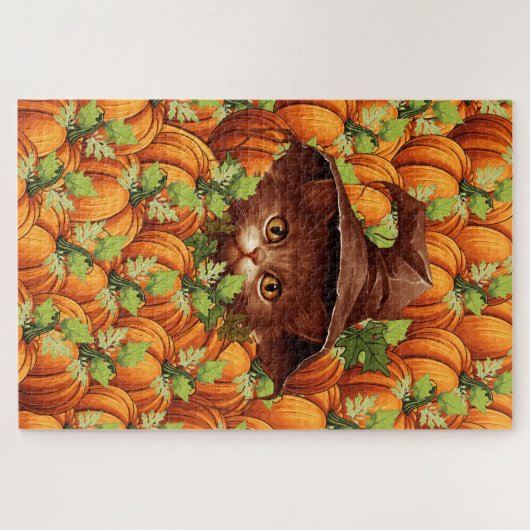 PUZZLE THANKSGIVING CITROUILLE CUTE CAT (Horizontal)