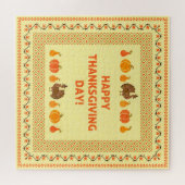 Puzzle Thanksgiving : retro brodée carte design. (Horizontal)