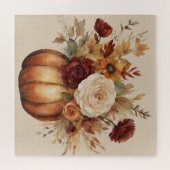 Puzzle Thanksgiving-Watercolor Citrouille et fleurs- (Horizontal)