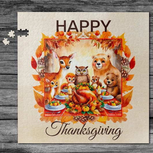 Puzzle Thanksgiving Woodland Animaux Feuilles d'automne