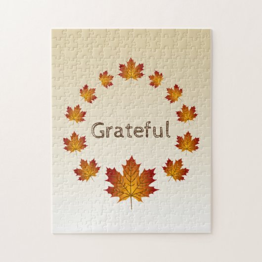 Puzzle Thanksgiving Wreath Grateful Simple Feuilles d'éra (Vertical)