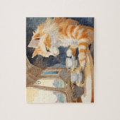 Puzzle Thé à boire à la chatte orange (Vertical)