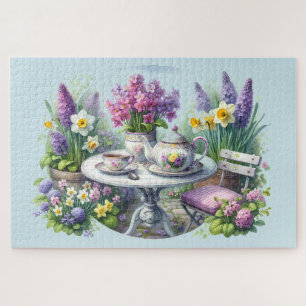 Puzzle Thé à la Fleur Vintage dans le Jardin