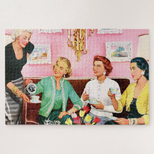 PUZZLE THÉ DE L'APRÈS-MIDI DES ANNÉES 1950 ART VINTAGE