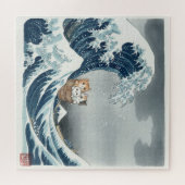 Puzzle The Great Wave off Kanagawa with Cute Kittens (Horizontal)