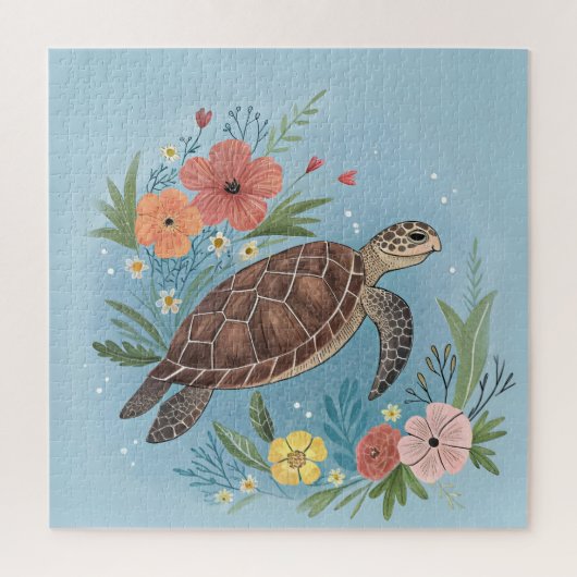 Puzzle The illustration of a sea turtle (Vertical)