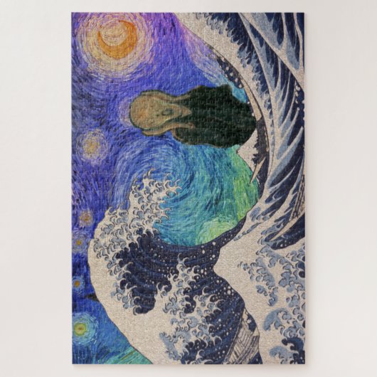 Puzzle The Scream at The Great Wave Starry Night (Vertical)