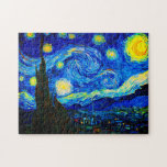 Puzzle The Starry Night by Vincent Van Gogh<br><div class="desc">Vincent Van Gogh The Starry Night. This is an old masterpiece from the dutch master painter Vincent Van Gogh.This fine art landscape painting has beautiful,  vibrant,  saturated color. Vincent Van Gogh was a dutch post impressionist painter. This image is in the public domain</div>