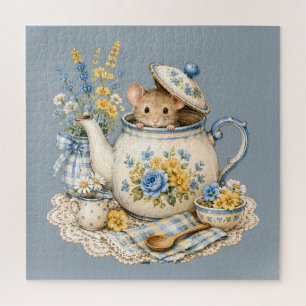 Puzzle Théière Fantaisiste Maison de Souris Cottagecore F